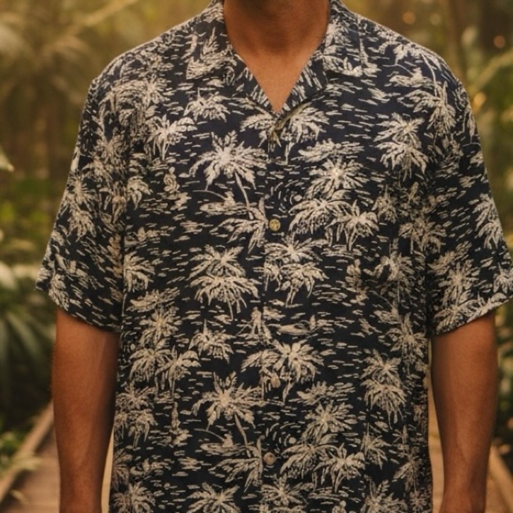 Polo Ralph Lauren Navy and White‎ Hawaiian Shirt